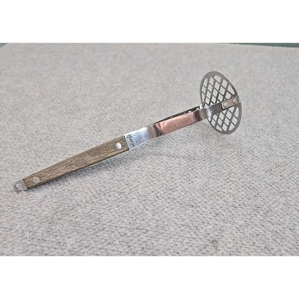 Vintage Royalton Stainless Potato Masher Wood Handle Japan 10 Inches
